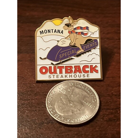 Outback Steakhouse Special Events Montana Kangaroo Snowmobile Lapel Hat Pin - Picture 2 of 3